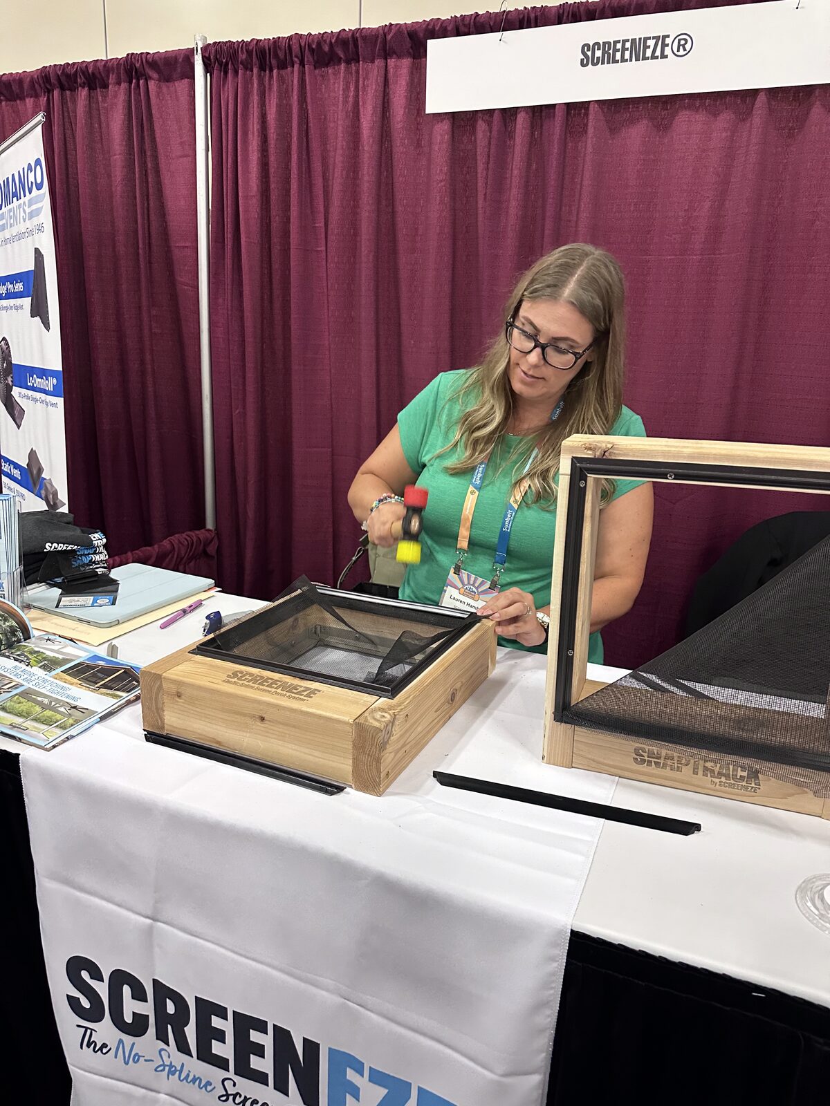 ScreenEze no-spline screen porch system demonstration at the Sunbelt Builders Show